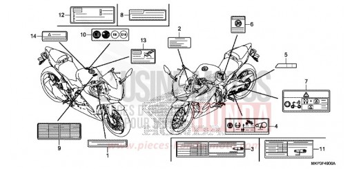 ETIQUETTE DE PRECAUTIONS CBR500RAN de 2022